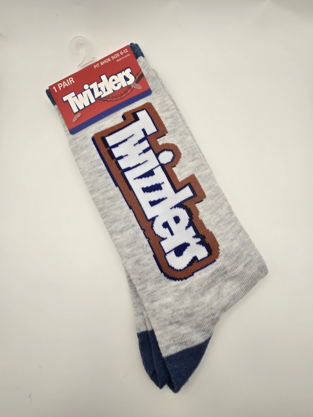 Twizzlers Logo Gray Crew Socks with Navy Accents - Men